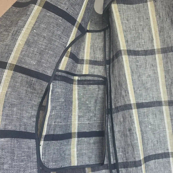 [BUNJANG] Check Pattern Linen Long Vest / 고급 체크 패턴 린넨  롱 베스트