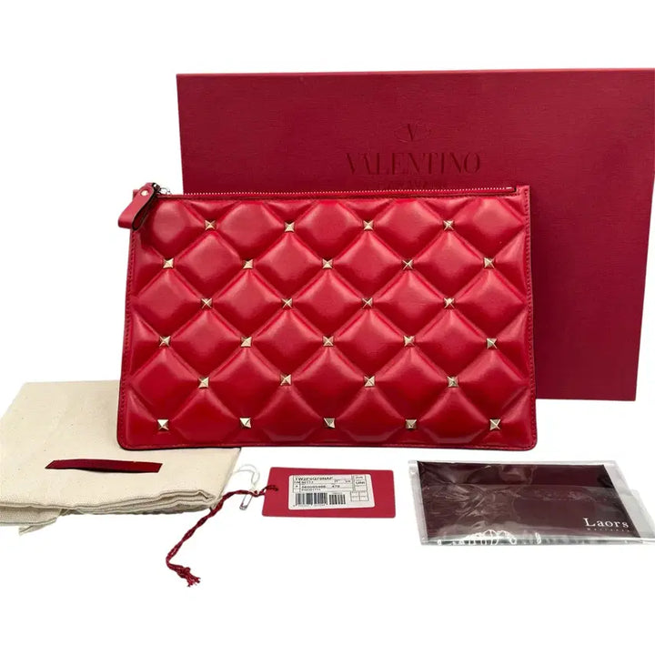 [BUNJANG] Valentino Candy Stud Clutch - Red / 발렌티노 캔디 스터드 클러치 레드