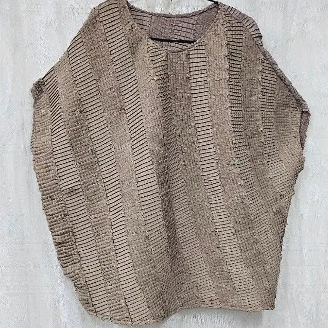 [SOLD OUT] 브라운 주름 반팔 블라우스