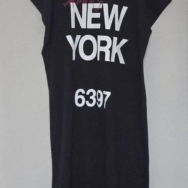 [BUNJANG] New York Printing Black Midi Dress (Size 77-88) / 77~88)뉴욕 프린팅 블랙 원피스