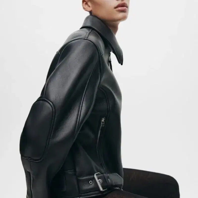 [BUNJANG] ZARA ZW Collection Faux Leather Jacket / L(KR 77) 자라 zw 컬렉션 페이크 레더자켓 가죽자켓 라이더자켓