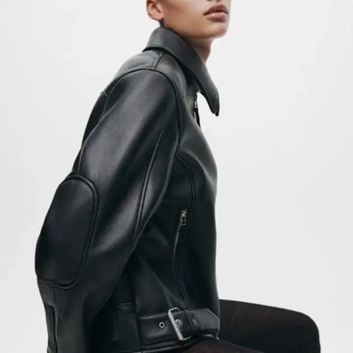 [BUNJANG] ZARA ZW Collection Faux Leather Jacket / L(KR 77) 자라 zw 컬렉션 페이크 레더자켓 가죽자켓 라이더자켓
