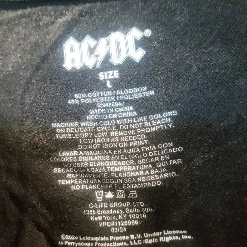 [BUNJANG] AC/DC Band T-shirt / AC/DC 굿즈 정품. 밴드 티셔츠. 미착.