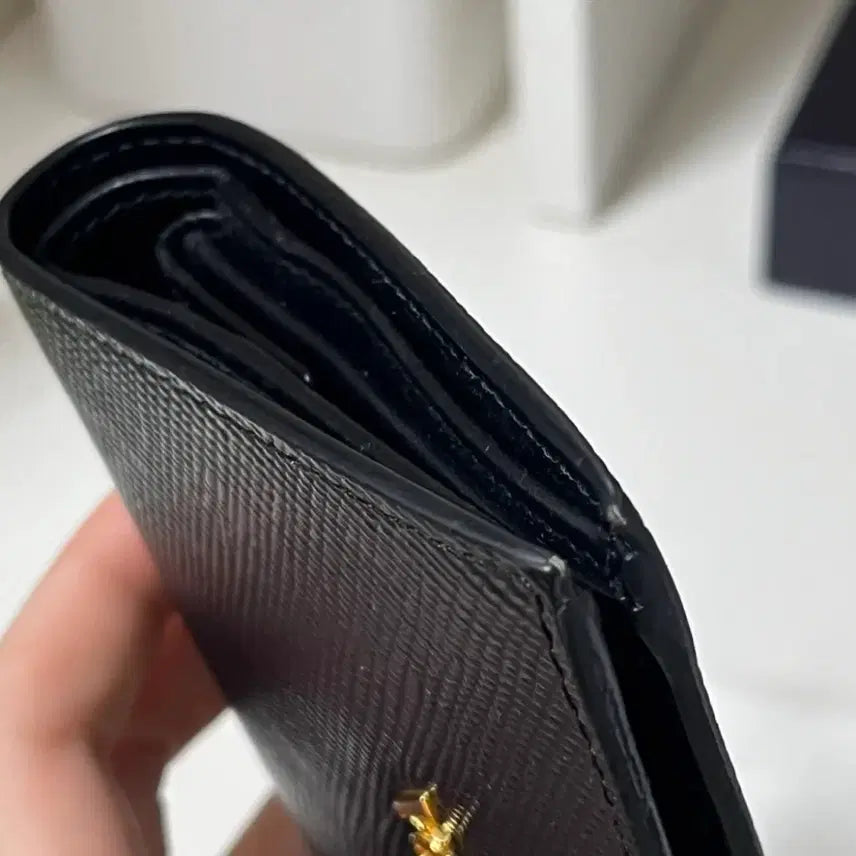 [BUNJANG] Prada Saffiano Metal Logo Bi-fold Wallet Black / 프라다 사피아노 메탈 로고 반지갑 블랙