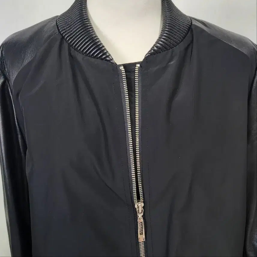 [BUNJANG] Lio Bell Genuine Lambskin Colorblock Long Padded Jacket / Lio Bell 천연 양가죽 배색 롱 누빔 자켓 77
