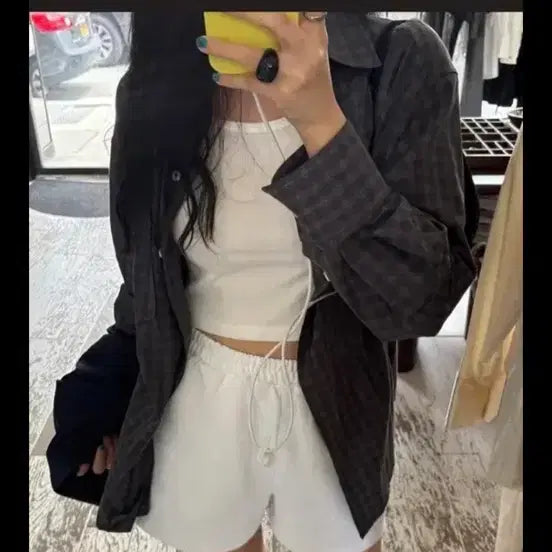 [BUNJANG] Love by Mood Powder Check Shirt - Blue / 러브바이무드 파우더 체크 셔츠 블루