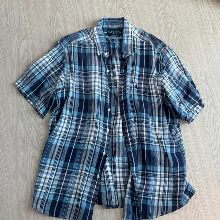 [BUNJANG] Polo Ralph Lauren Check Linen Short Sleeve Shirt XL / 폴로 랄프로렌 체크 반팔 셔츠