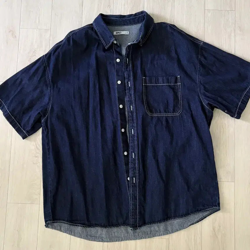 [SOLD OUT] 스파오 반팔 청남방 데님셔츠 팝니다-XL