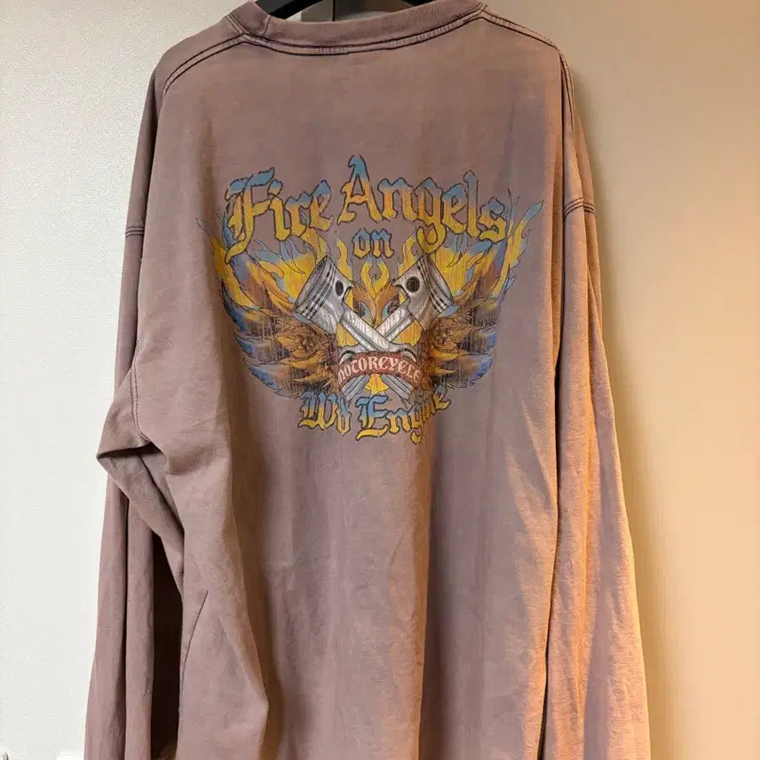 [BUNJANG] Outstanding MOT Series Fire Angels Long Sleeve Vintage Navy / 아웃스탠딩 mot 시리즈 fire angels 롱슬리브 빈티지네이비