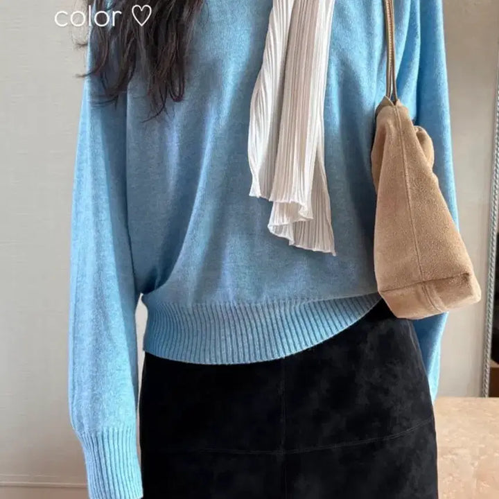 [BUNJANG] Toit Sky Blue V-neck Cashmere Knit Sweater / 토아잇 하늘색 브이넥 캐시미어 니트