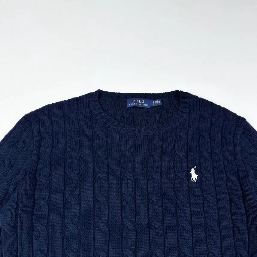[BUNJANG] Polo Ralph Lauren Classic Cable Knit Sweater Navy (Women&