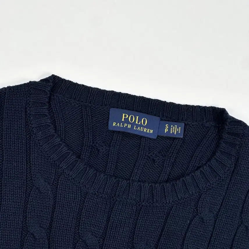 [BUNJANG] Polo Ralph Lauren Classic Cable Knit Sweater Navy (Women&