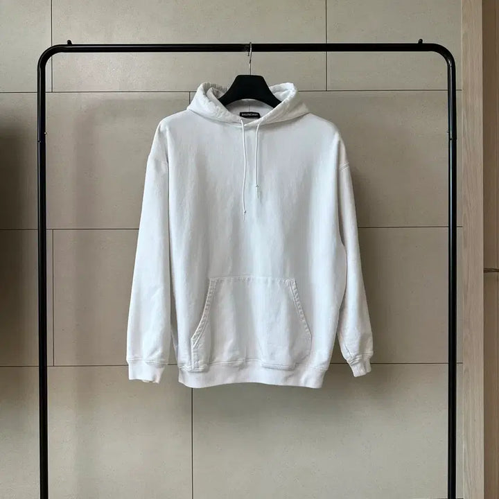 [BUNJANG] Balenciaga Back Logo White Hoodie S / 발렌시아가 백로고 화이트 후드티 S