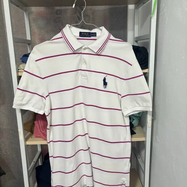 [BUNJANG] Polo Ralph Lauren Striped Short-Sleeve Polo Shirt - Size M / 폴로 랄프로렌 스트라이프 반팔 카라티