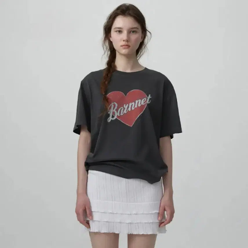 [BUNJANG] The Barnet Heart Logo Pigment T-Shirt / 더바넷 하트 로고 피그먼트 티 (새상품)