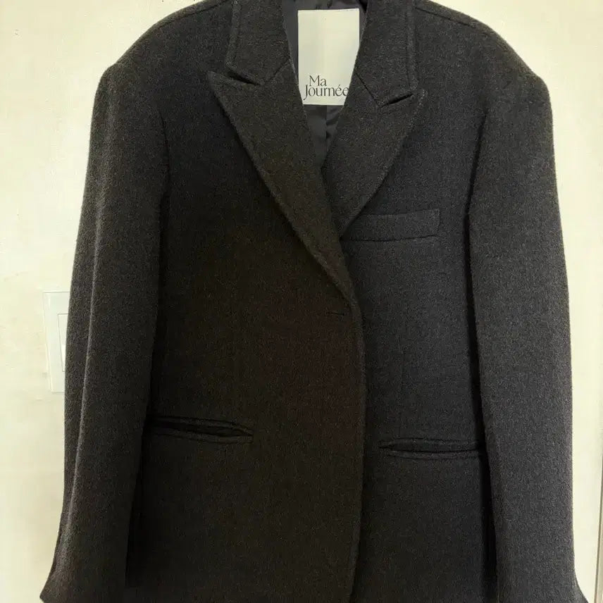 [BUNJANG] MAZONE Cashmere Double Half Coat Charcoal / 마조네 캐시미어 더블 하프코드 챠콜