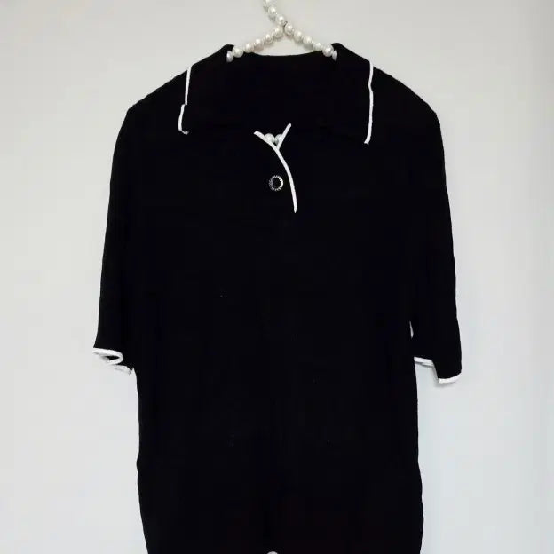 [BUNJANG] Black Short Sleeve Knit - Size 66 / 66새옷)블랙 반팔 니트 66사이즈
