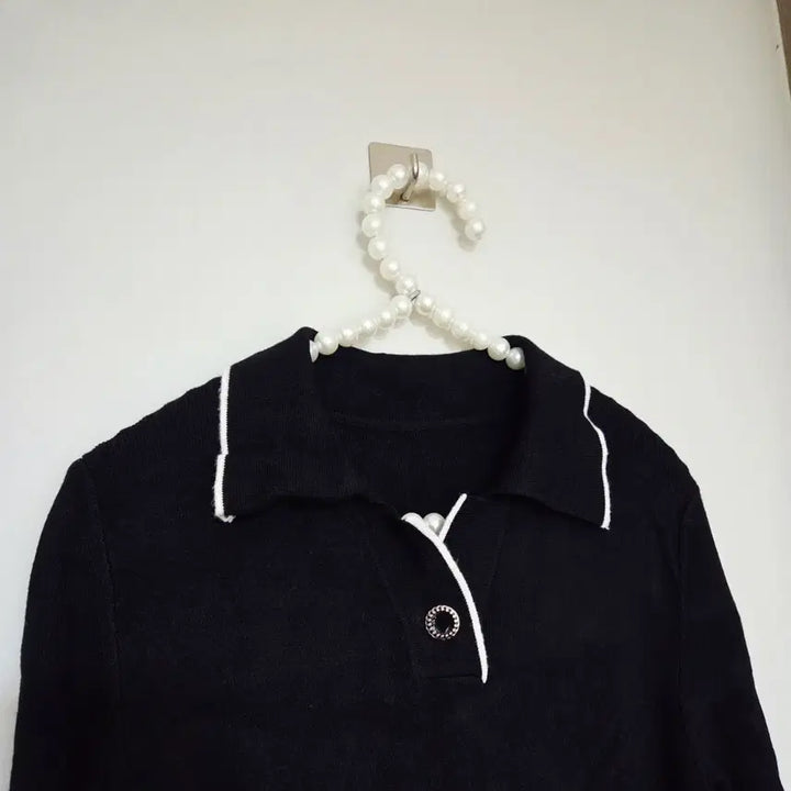 [BUNJANG] Black Short Sleeve Knit - Size 66 / 66새옷)블랙 반팔 니트 66사이즈