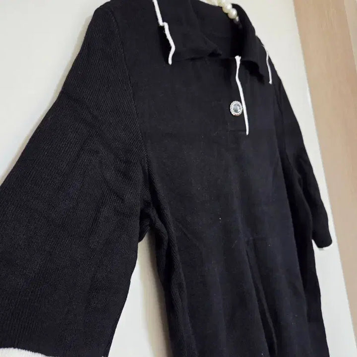 [BUNJANG] Black Short Sleeve Knit - Size 66 / 66새옷)블랙 반팔 니트 66사이즈