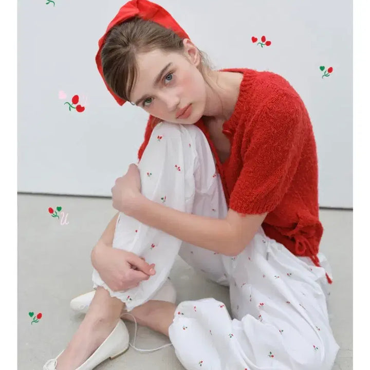 [BUNJANG] The Oyu Cherry Pattern Jogger Pants / 더오유 체리 조거 팬츠