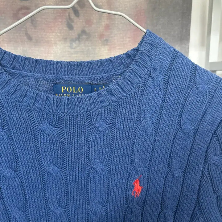 [BUNJANG] Polo Cable Knit Blue Short Sleeve Shirt / 폴로 케이블 니트 블루 반팔 S 큐알가능
