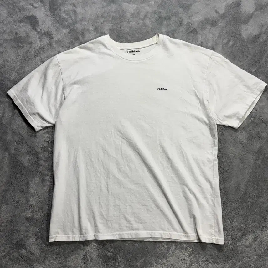 [BUNJANG] Peaches White Short Sleeve T-shirt / Peaches 피치스 화이트 반팔 티셔츠