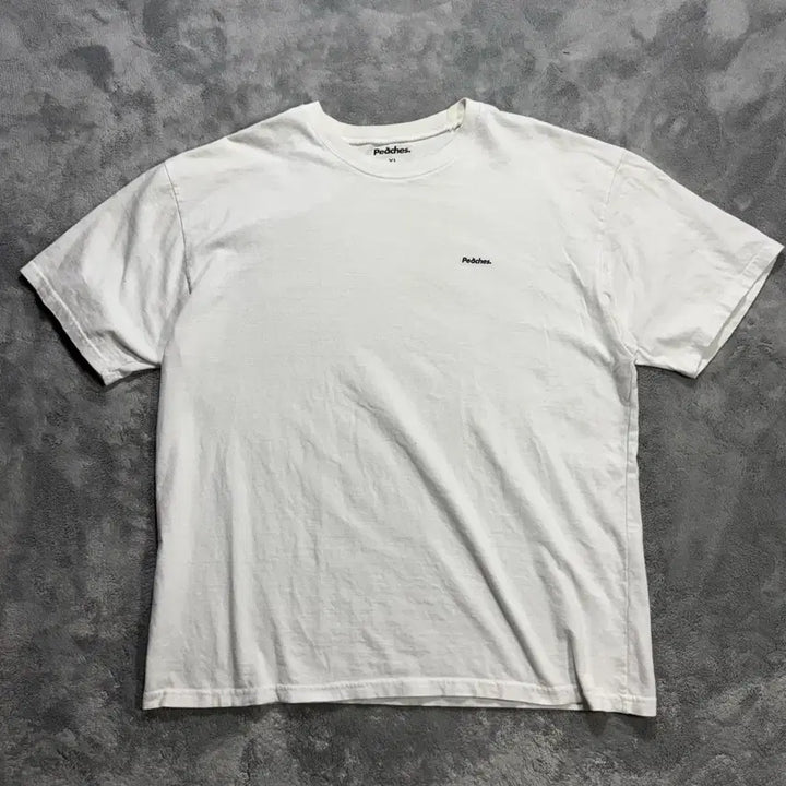 [BUNJANG] Peaches White Short Sleeve T-shirt / Peaches 피치스 화이트 반팔 티셔츠