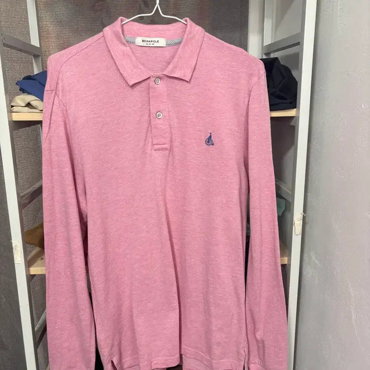 [BUNJANG] Beanpole Pink Long Sleeve Polo Shirt / 빈폴 핑크색 긴팔 폴로 셔츠