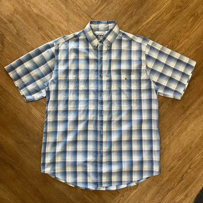 [BUNJANG] N130 Wrangler Checkered Short Sleeve Shirt / N130 랭글러 체크 반팔 셔츠