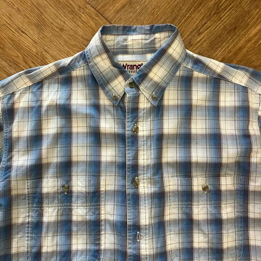 [BUNJANG] N130 Wrangler Checkered Short Sleeve Shirt / N130 랭글러 체크 반팔 셔츠