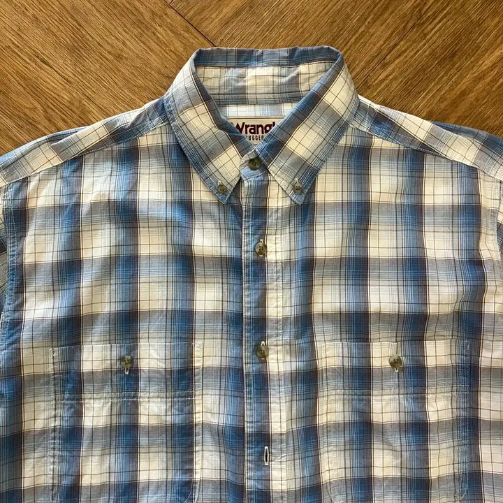 [BUNJANG] N130 Wrangler Checkered Short Sleeve Shirt / N130 랭글러 체크 반팔 셔츠