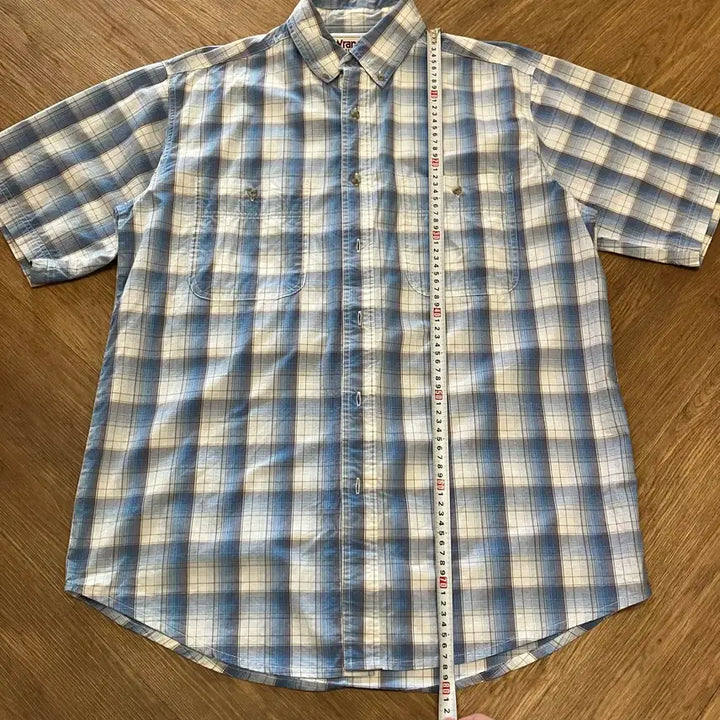 [BUNJANG] N130 Wrangler Checkered Short Sleeve Shirt / N130 랭글러 체크 반팔 셔츠
