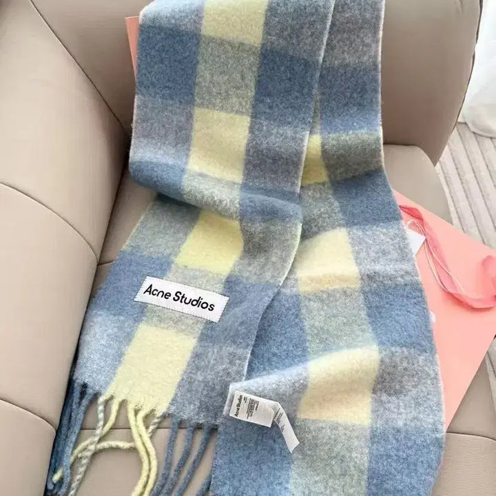 [BUNJANG] Acne Studios Mohair Check Scarf Pastel Blue Beige / 아크네스튜디오 모헤어 체크 머플러 파스텔 블루베이지(신강제품)
