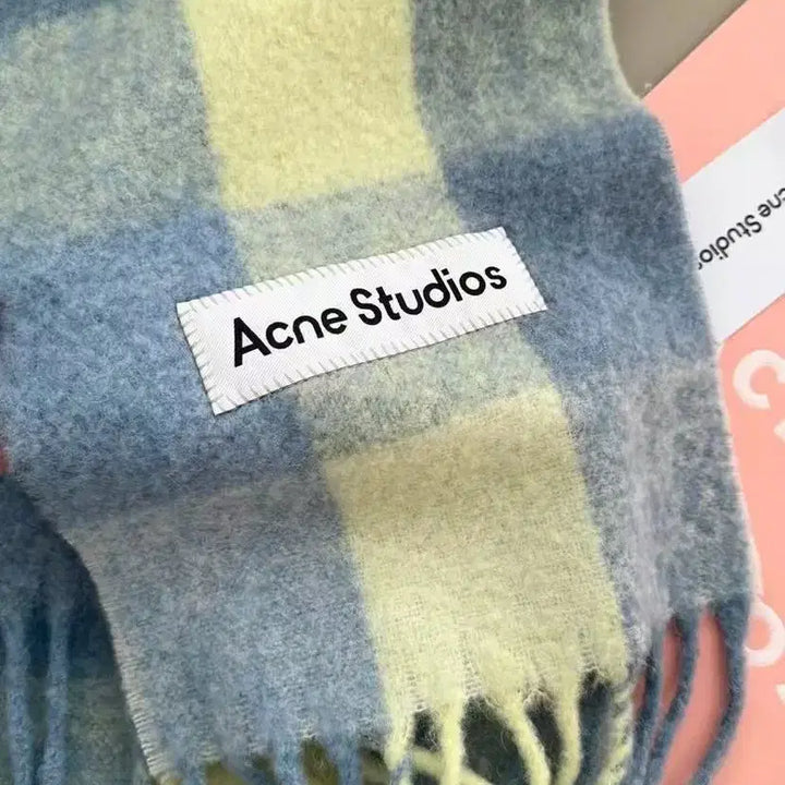 [BUNJANG] Acne Studios Mohair Check Scarf Pastel Blue Beige / 아크네스튜디오 모헤어 체크 머플러 파스텔 블루베이지(신강제품)