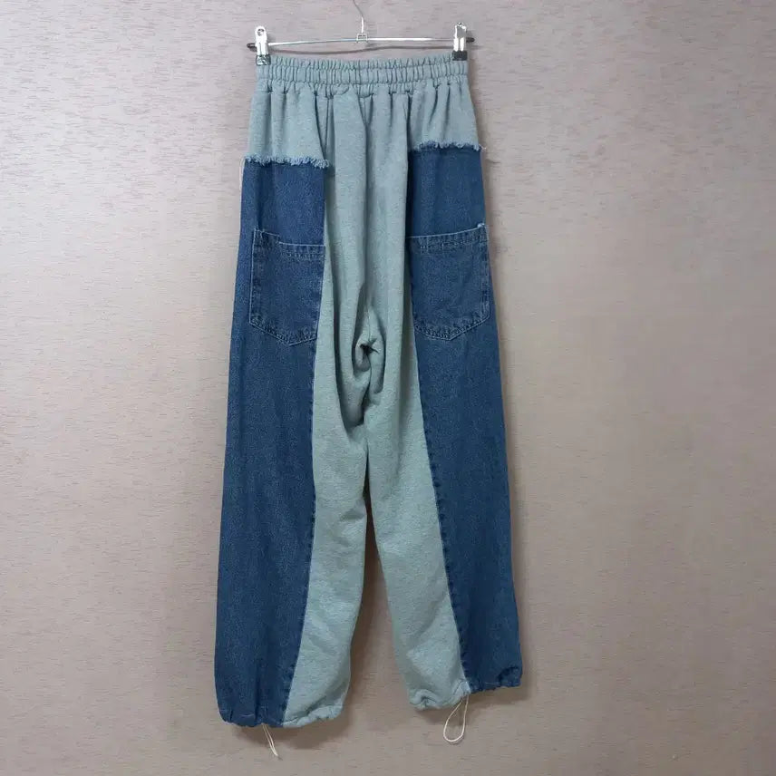[SOLD OUT] B4-18/GLAMOUR 밑단스트링 데님배색 밴딩팬츠 남성