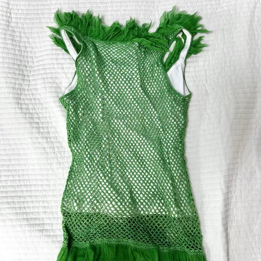 [BUNJANG] Chloé Green Mesh Sleeveless Top / 끌로에 그린 망사 민소매 탑