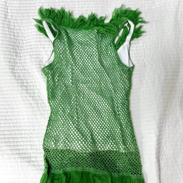 [BUNJANG] Chloé Green Mesh Sleeveless Top / 끌로에 그린 망사 민소매 탑