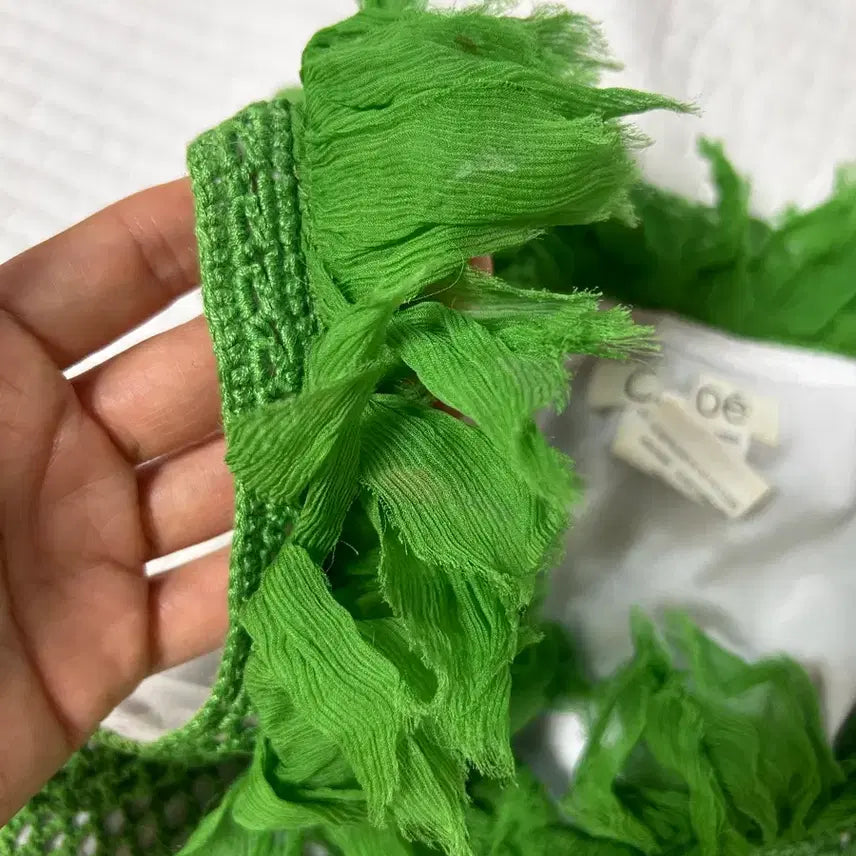 [BUNJANG] Chloé Green Mesh Sleeveless Top / 끌로에 그린 망사 민소매 탑