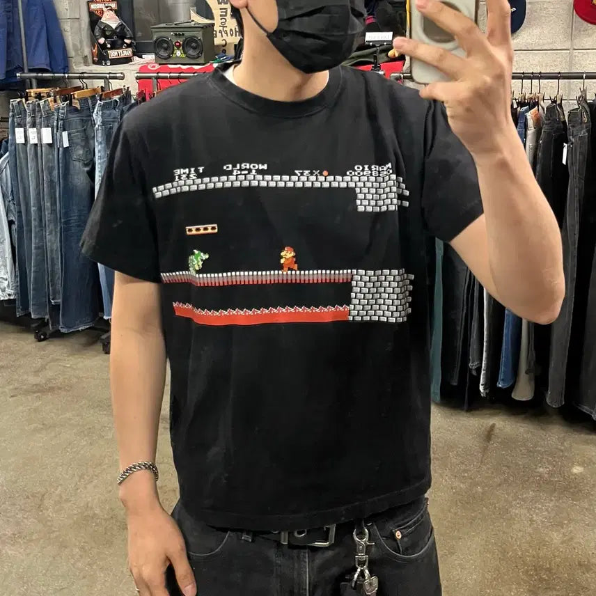 [BUNJANG] Super Mario Pixel Printing T-shirt / 00s 슈퍼마리오 프린팅 티셔츠 (100)