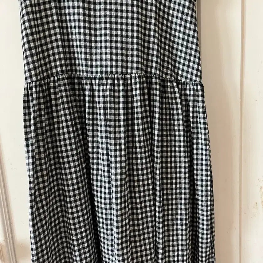 [SOLD OUT] 프리싸이즈) 여성스러운 벨 어썸 깅엄 체크 원피스