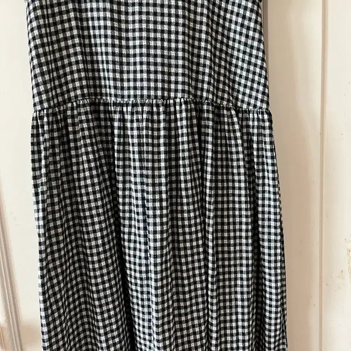 [SOLD OUT] 프리싸이즈) 여성스러운 벨 어썸 깅엄 체크 원피스