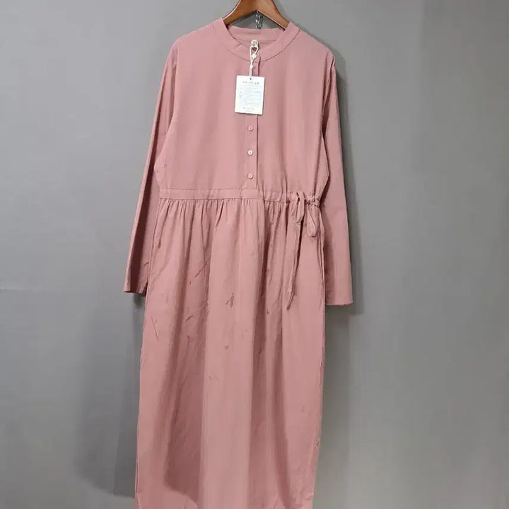 [BUNJANG] Pink Long Dress / 허리 스트링 핑크 롱 원피스 (미착용)