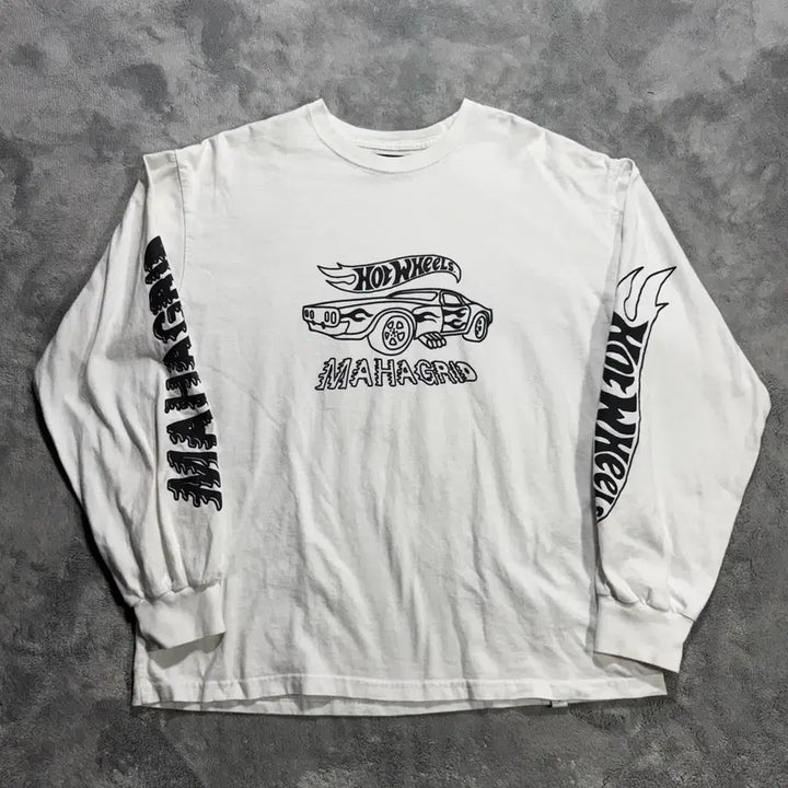 [BUNJANG] Mahagrid Hot Wheels Collaboration Long Sleeve T-Shirt / 마하그리드 핫휠 콜라보 긴팔티 화이트