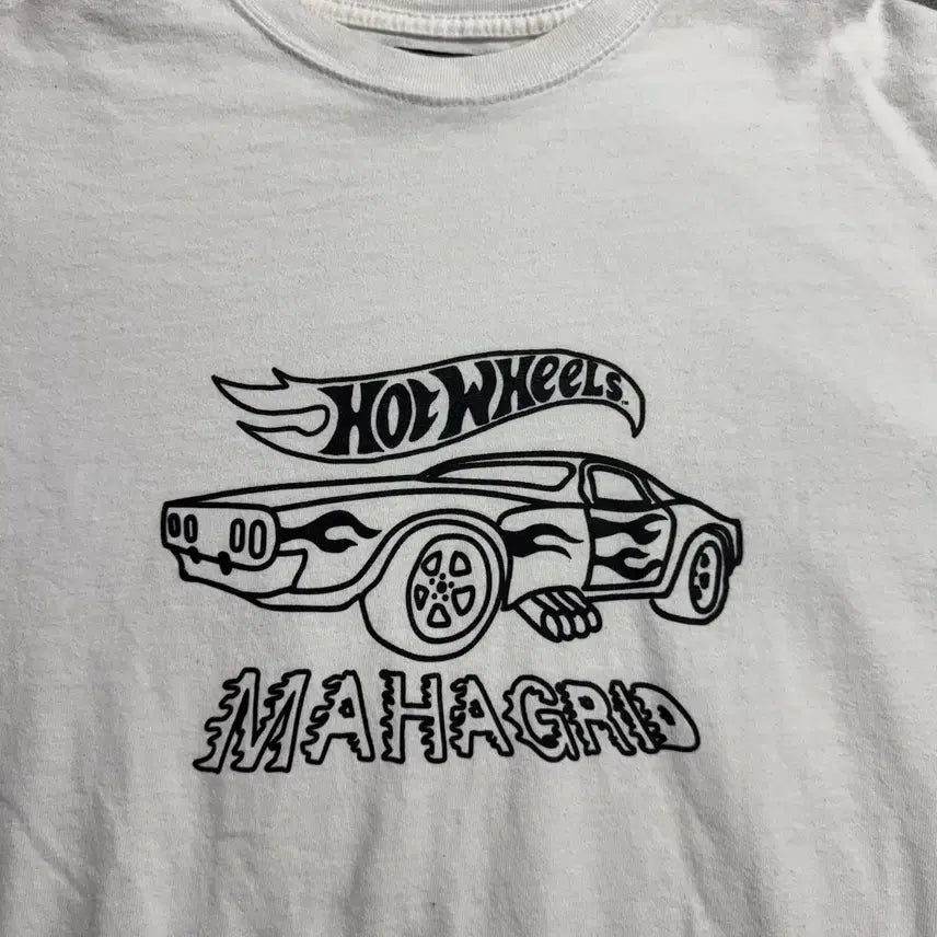 [BUNJANG] Mahagrid Hot Wheels Collaboration Long Sleeve T-Shirt / 마하그리드 핫휠 콜라보 긴팔티 화이트
