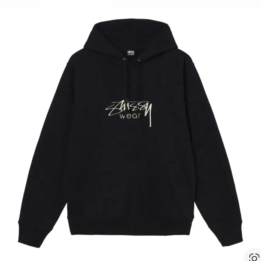 [BUNJANG] Stussy Stock Logo Embroidered Hoodie Black (L) / 스투시 스탁로고 엠브로이더드  후드 후디 블랙 L사이즈