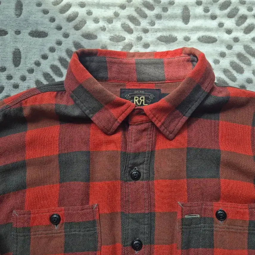 [BUNJANG] RRL Plaid Twill Work Shirt Black Red / rrl 더블알엘 플래드 트윌 워크셔츠 블랙레드