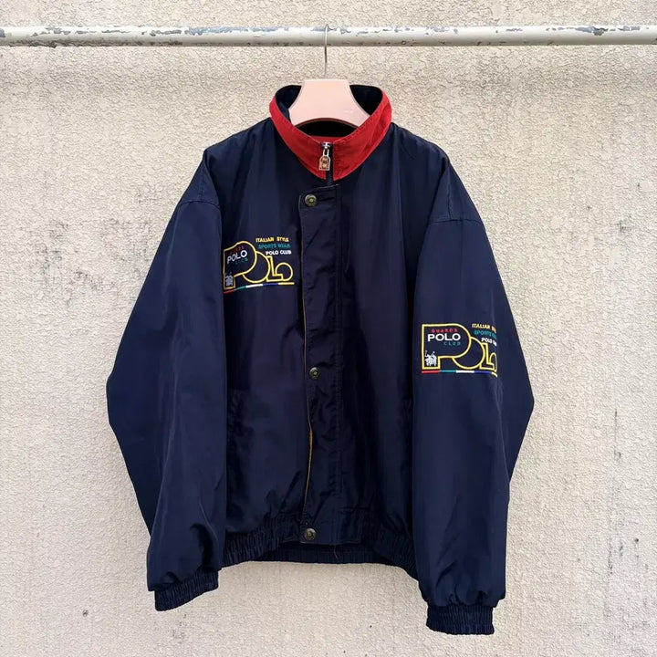 [BUNJANG] Polo Club Old School Navy Windbreaker Jacket (XL) / 폴로 클럽 올드스쿨 네이비 바람막이 자켓(XL)