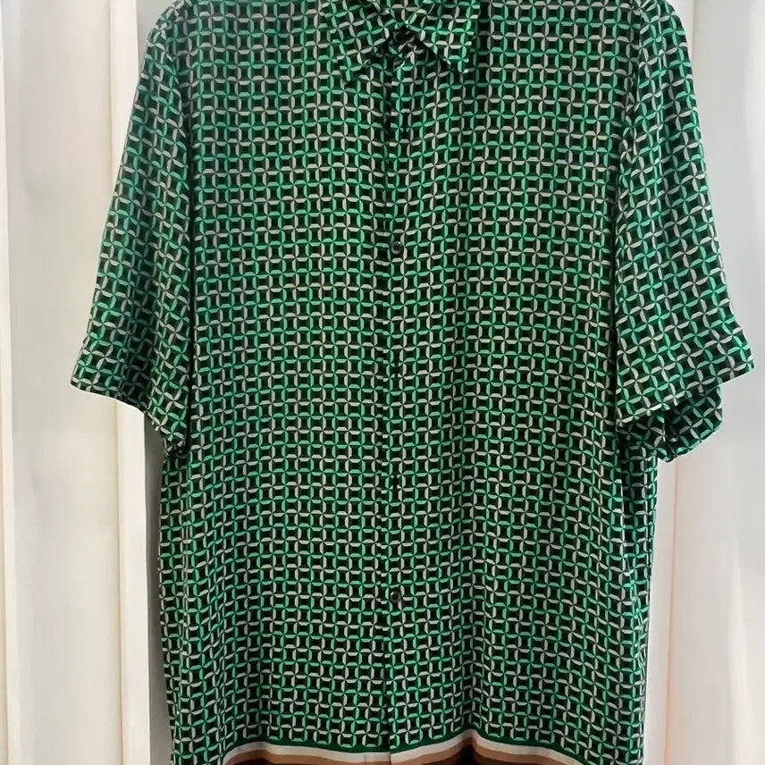 [BUNJANG] Dries Van Noten Green Pattern Shirt / 드리스 반 노튼 그린 패턴 셔츠 48