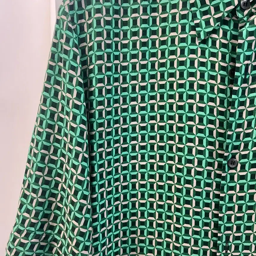 [BUNJANG] Dries Van Noten Green Pattern Shirt / 드리스 반 노튼 그린 패턴 셔츠 48
