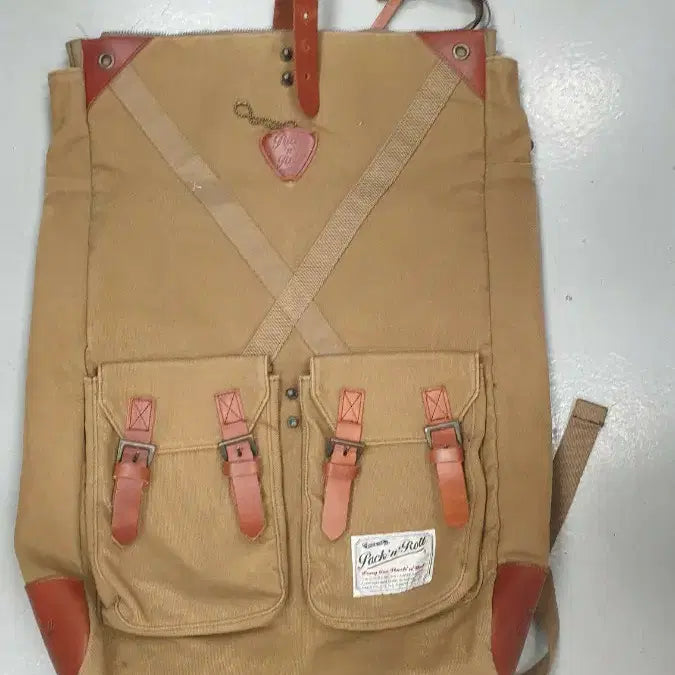 [SOLD OUT] 팩큰롤 캔버스 가죽 롤탑 백팩